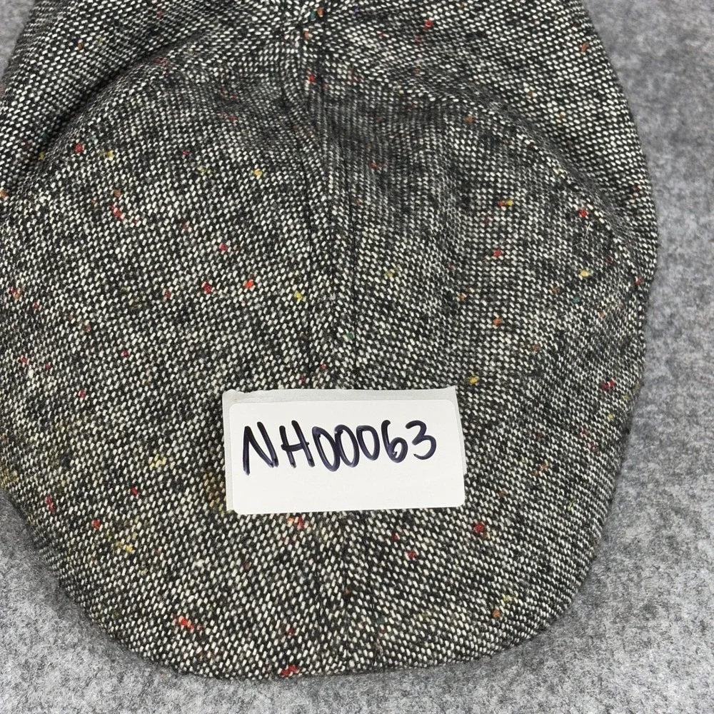 Levis Mens Donegal Tweed Flat Cap Ivy Hat SM Gray Wool Blend Driving Cap Logo